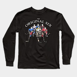 Classic Original Six 6 Vintage Old School Hockey Long Sleeve T-Shirt